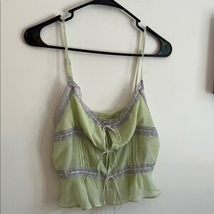 Midnight blue Lace Trimmed Green Camisole Top